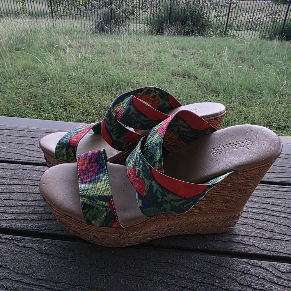 Colorful Elastic Top Wedge Sandals